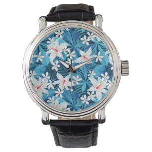 Reloj De Pulsera Estampado de flores tropical del hibisco
