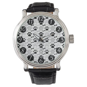 Reloj De Pulsera Estampado de huellas de perro y huesos