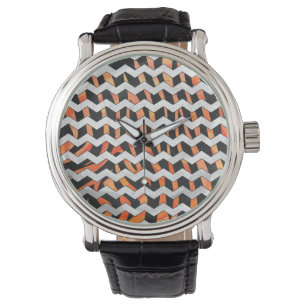 Reloj De Pulsera Estampado negro y naranja de cebra