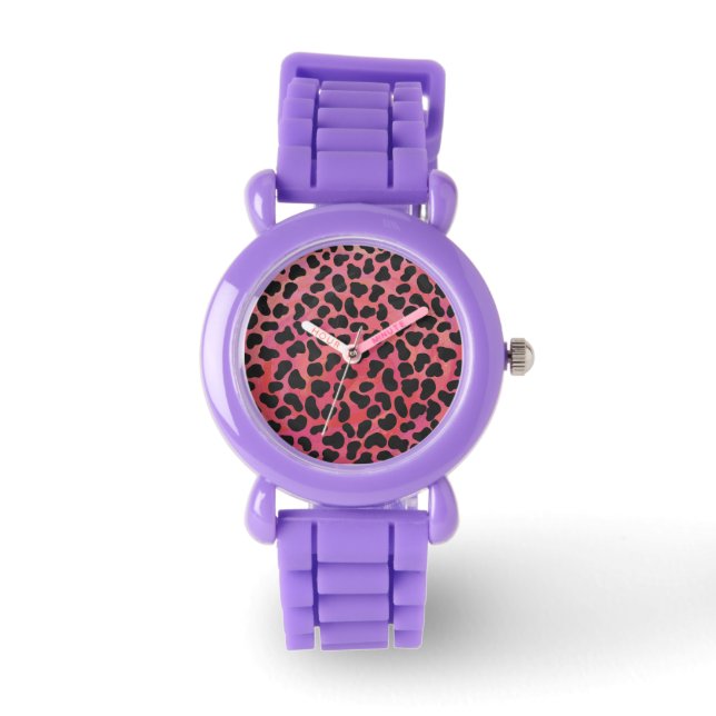 Reloj De Pulsera Estampado negro y rojo dálmata (Anverso)