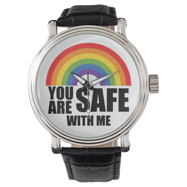 Reloj De Pulsera Estás Seguro Conmigo Orgullo Arcoíris LGBTQ  (Anverso)