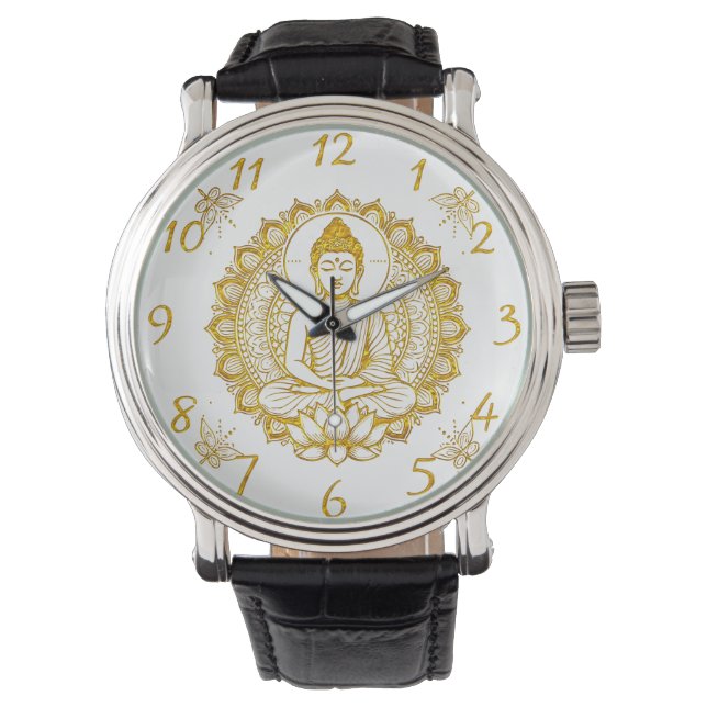 Reloj De Pulsera Estatua De Buda Con Lotus (Anverso)