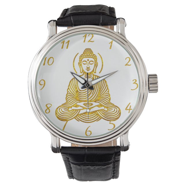 Reloj De Pulsera Estatua de Buda Dorada en la meditación (Anverso)