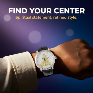 Reloj De Pulsera Estatua de Buda Dorada en la meditación