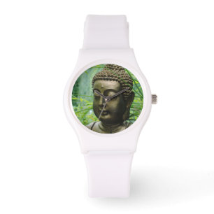 Reloj De Pulsera Estatua de Buda Pacífica en un bosque verde deslum