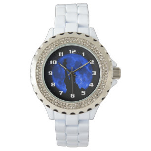 Reloj De Pulsera Estatua de la libertad contra una luna azul