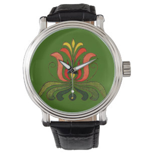 Reloj De Pulsera Esténcil húngaro de color verde oscuro