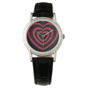 Reloj De Pulsera Estética del corazón rojo y negro estratificado