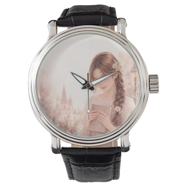 Reloj de pulsera Estético de niña floral soñadora  (Anverso)