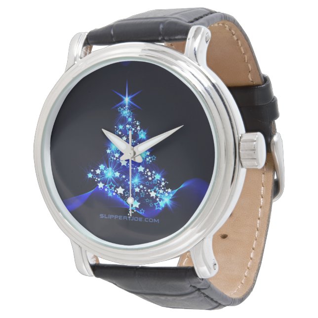 Reloj De Pulsera estilizado árbol de Navidad SlipperyJoe azul brill (Angular)