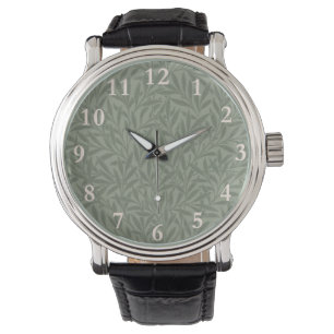 Reloj De Pulsera Estilo antiguo verde salvia con estampado de sauce