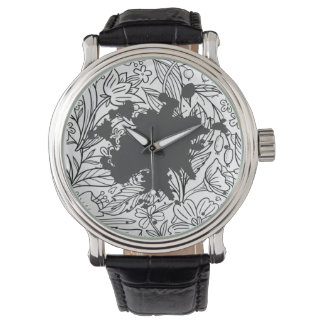 Reloj De Pulsera "Estilo Chanel Lady" patrón floral Watch