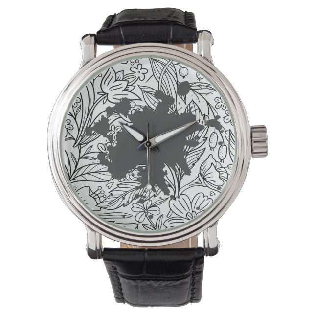 Reloj De Pulsera "Estilo Chanel Lady" patrón floral Watch (Anverso)
