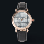 Reloj De Pulsera Estilo - Comprobar patrón<br><div class="desc">Estilo I de Chariklia Zarris. Presenta rayas contra un fondo blanco que crean un patrón de tipo cuadros.</div>