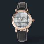 Reloj De Pulsera Estilo - Comprobar patrón<br><div class="desc">Estilo I de Chariklia Zarris. Presenta rayas contra un fondo blanco que crean un patrón de tipo cuadros.</div>