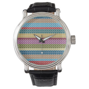 Reloj De Pulsera Estilo de punto multicolor a rayas