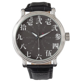Reloj De Pulsera Estilo kanji antiguo de Japón [cara negra]