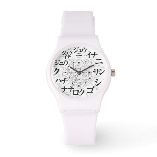 Reloj De Pulsera Estilo Katakana MANGA de Japón [cara blanca] (Anverso)