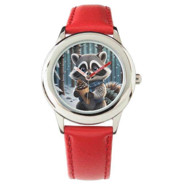 Reloj De Pulsera Estilo kawaii lindo Raccoon con un cono de crema d (Anverso)