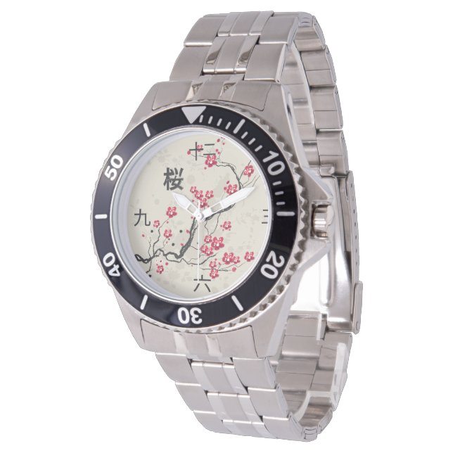 Reloj De Pulsera Estilo oriental Sakura Cherry Blossom Art (Angular)