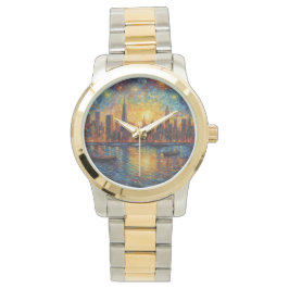 Reloj De Pulsera Estilo Van Gogh del Skyline de la ciudad de Nueva 