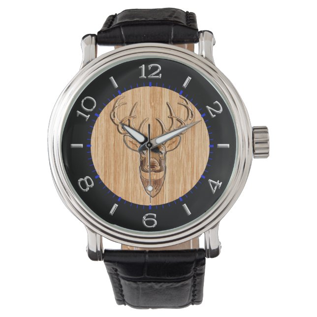 Reloj De Pulsera Estiloso Antlers De Cachorro Blanco Lámparas Grano (Anverso)