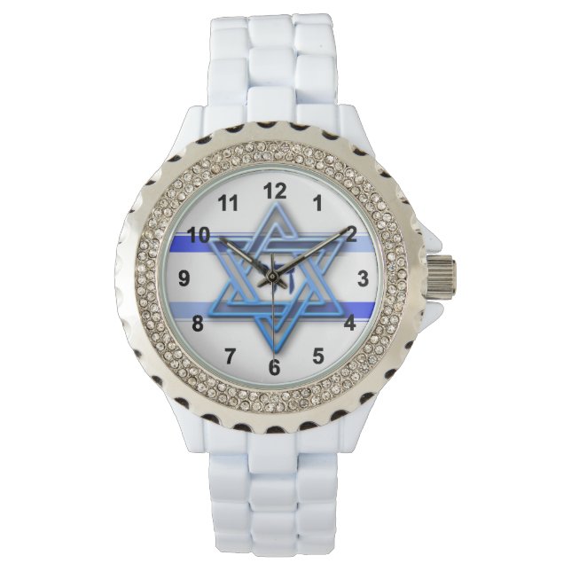 Reloj De Pulsera Estrella azul y blanca de David (Anverso)