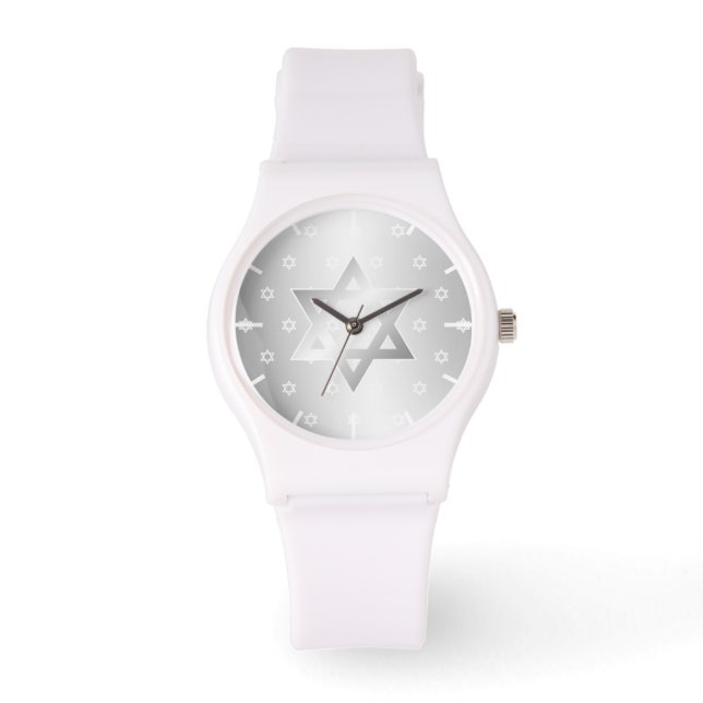 Reloj De Pulsera Estrella blanca plateada de David (Anverso)