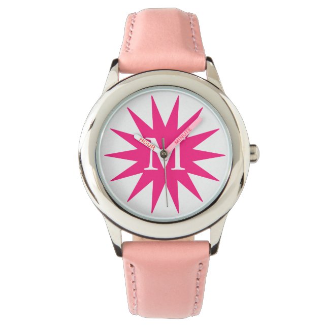 Reloj De Pulsera Estrella corta y simple de Chica inicial de color  (Anverso)