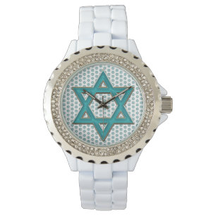 Reloj De Pulsera Estrella de David azul metálica