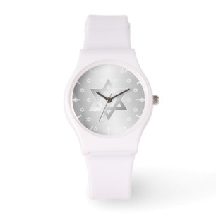 Reloj De Pulsera Estrella de David blanca de plata