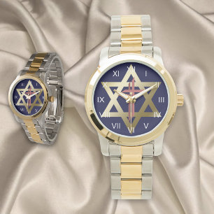 Reloj De Pulsera Estrella de David con Cross Watch
