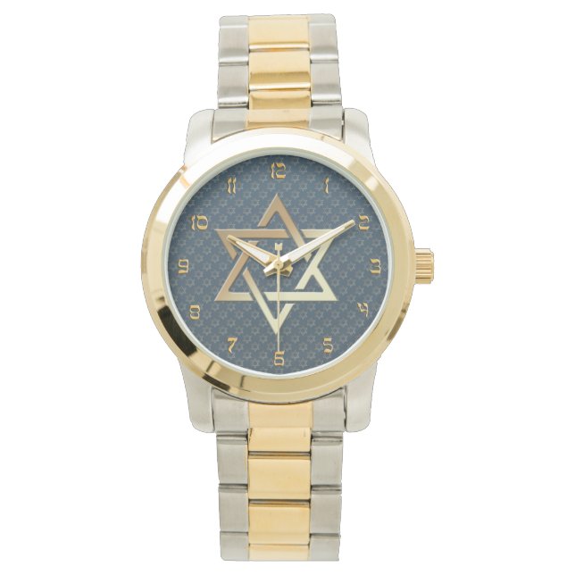 Reloj De Pulsera Estrella de David con fondo de pizarra oscura (Anverso)