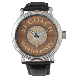 Reloj De Pulsera Estrella de madera marrón rusa de entrenador #1