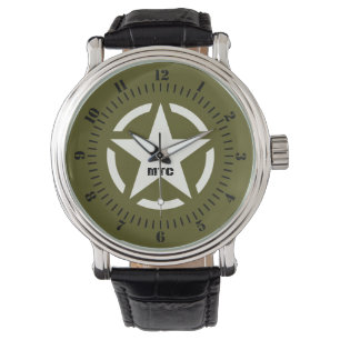 Reloj De Pulsera Estrella de Monograma Vintage Decal Khaki Green