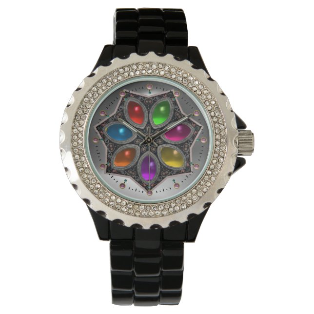 RELOJ DE PULSERA ESTRELLA DE SHINY CON GEMSTONES COLORIDOS (Anverso)