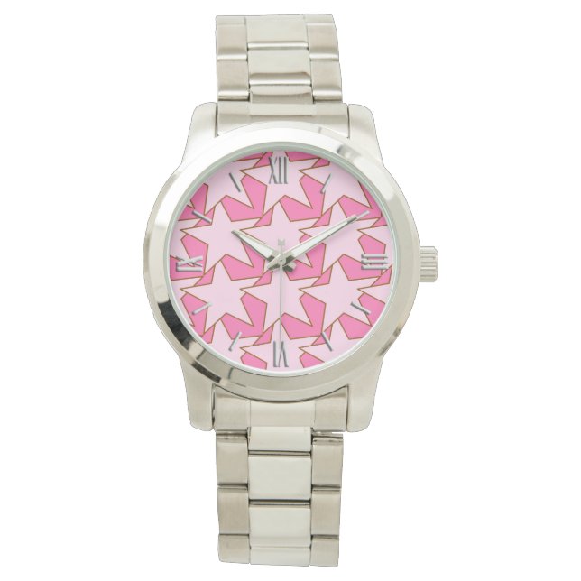 Reloj De Pulsera Estrella geométrica moderna - rosa claro y oscuro (Anverso)