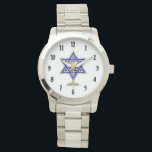 Reloj De Pulsera Estrella judía<br><div class="desc">Regalos judíos e ideas de regalo con la bella Estrella Judía de David con una copa de vino en el centro.</div>