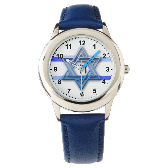 Reloj De Pulsera Estrella Judía Hebrea Chai De David (Anverso)