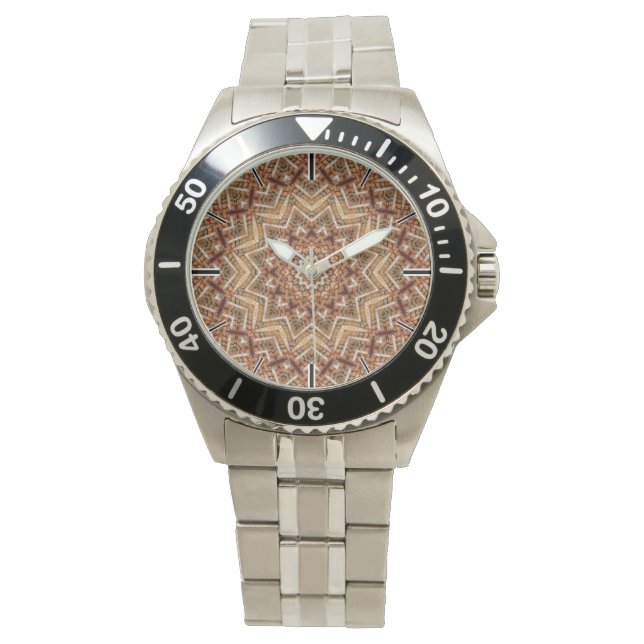 Reloj De Pulsera Estrella Marrón Claro Caleidoscopio (Anverso)