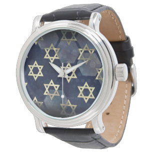 Reloj De Pulsera Estrella múltiple Happy Hanukkah de SlipperyJoe de
