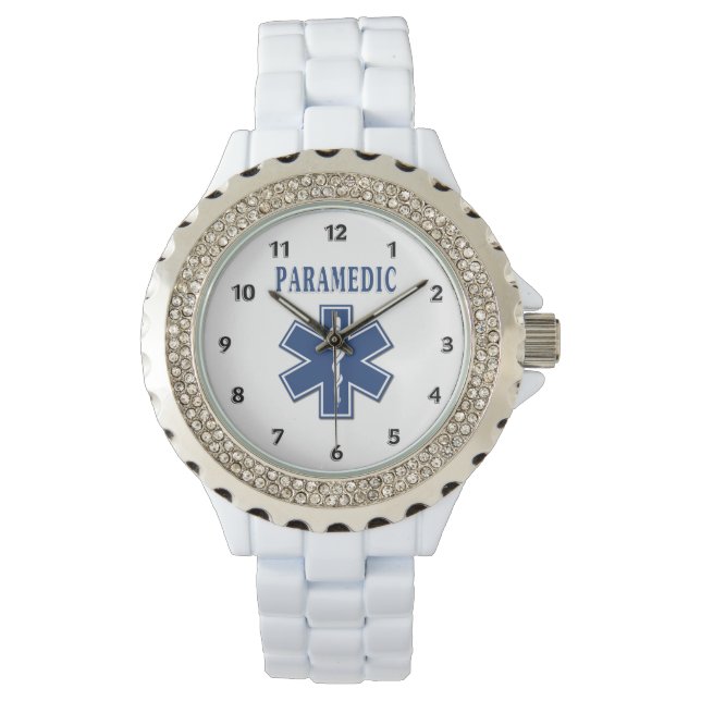 Reloj De Pulsera Estrella paramédica azul de la vida (Anverso)