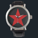 Reloj De Pulsera Estrella roja<br><div class="desc">Una estrella roja, de cinco puntas y colmada (@tecnología), es un importante símbolo a menudo asociado con la ideología comunista, particularmente en combinación con el martillo y la hoz. Ha sido ampliamente usada en banderas, emblemas de estado, monumentos, ornamentos y logos. Estrella Roja es también la novela de ciencia ficción...</div>