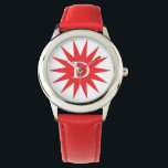 Reloj De Pulsera Estrella roja inicial simple y corta<br><div class="desc">Este lindo reloj presenta un solo personalizable inicial en una estrella roja.</div>