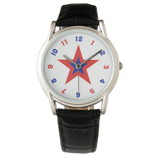 Reloj De Pulsera Estrella roja y azul de todo Estados Unidos (Anverso)