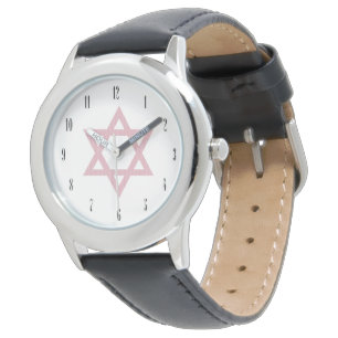 Reloj De Pulsera Estrella rosada del David-Judaísmo