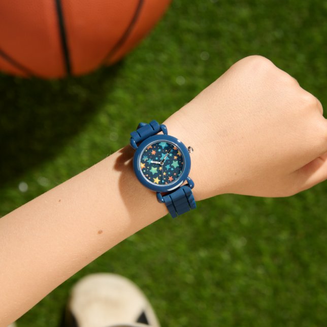 Reloj De Pulsera Estrellas brillantes en azul (Muñeca)