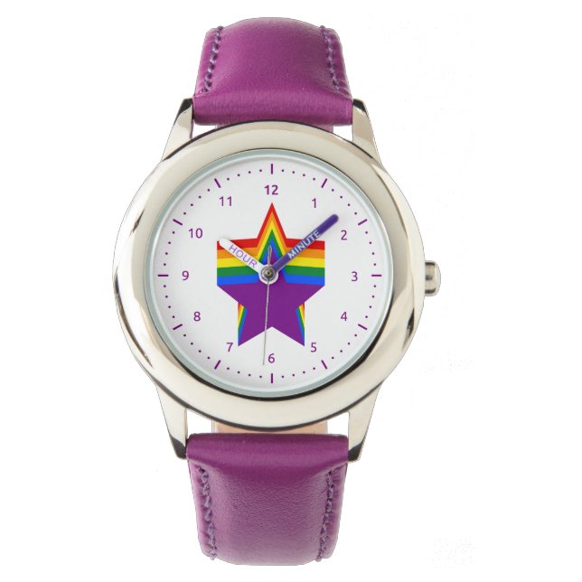 Reloj De Pulsera Estrellas de orgullo arco iris Watch (Anverso)