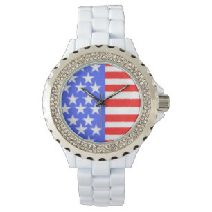 Reloj De Pulsera Estrellas felices de cumpleaños en la bandera