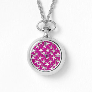 Reloj De Pulsera Estrellas plateadas sobre el morado de la amatista